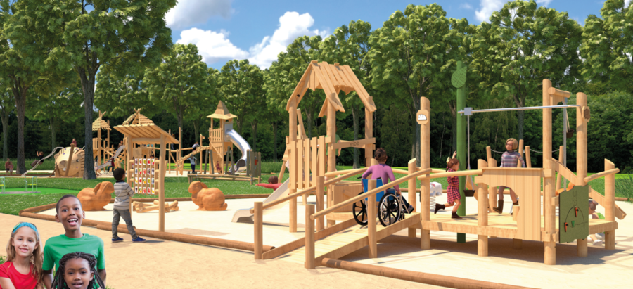 Een ontwerpafbeelding van het speelterrein voor de allerkleinsten. Een ontwerpafbeelding van het speelterrein voor de allerkleinsten.